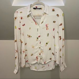 RARE Zara Bug Print Blouse Vintage